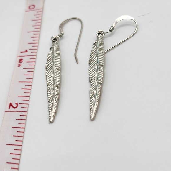 Silvertone Feather Earrings 45002-106 - Picture 3 of 3